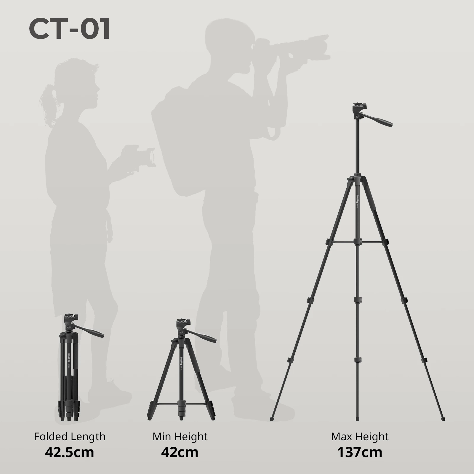 Versatile Lightweight Tripod Adjustable Portable Foldable Tripod for Camera W Sm