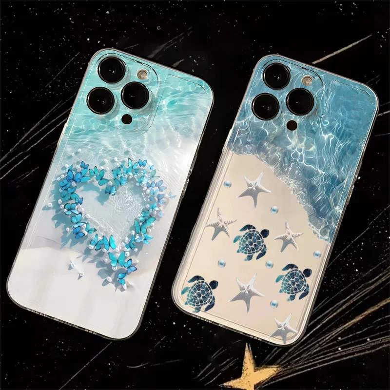 Coque de téléphone souple, océan, eau de mer, papillon, tortue, pour Xiaomi Redmi Note 14 13 12 12S 11 11S 10S 10 Pro Plus 14C 13C 4G 5G