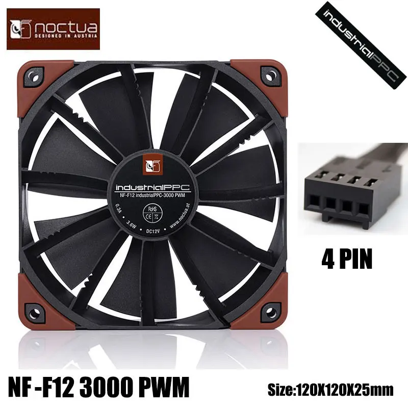 Noctua NF-F12 Industrialppc Fan Three-phase Motor Design of 120mm Industrial Application High-speed Fan