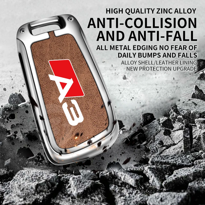 High-end Dedicated Car Key Cover Case Shell for Audi A3 8p 8y 8l Custom Logo Protective Keychain Keyless Interior Accessories