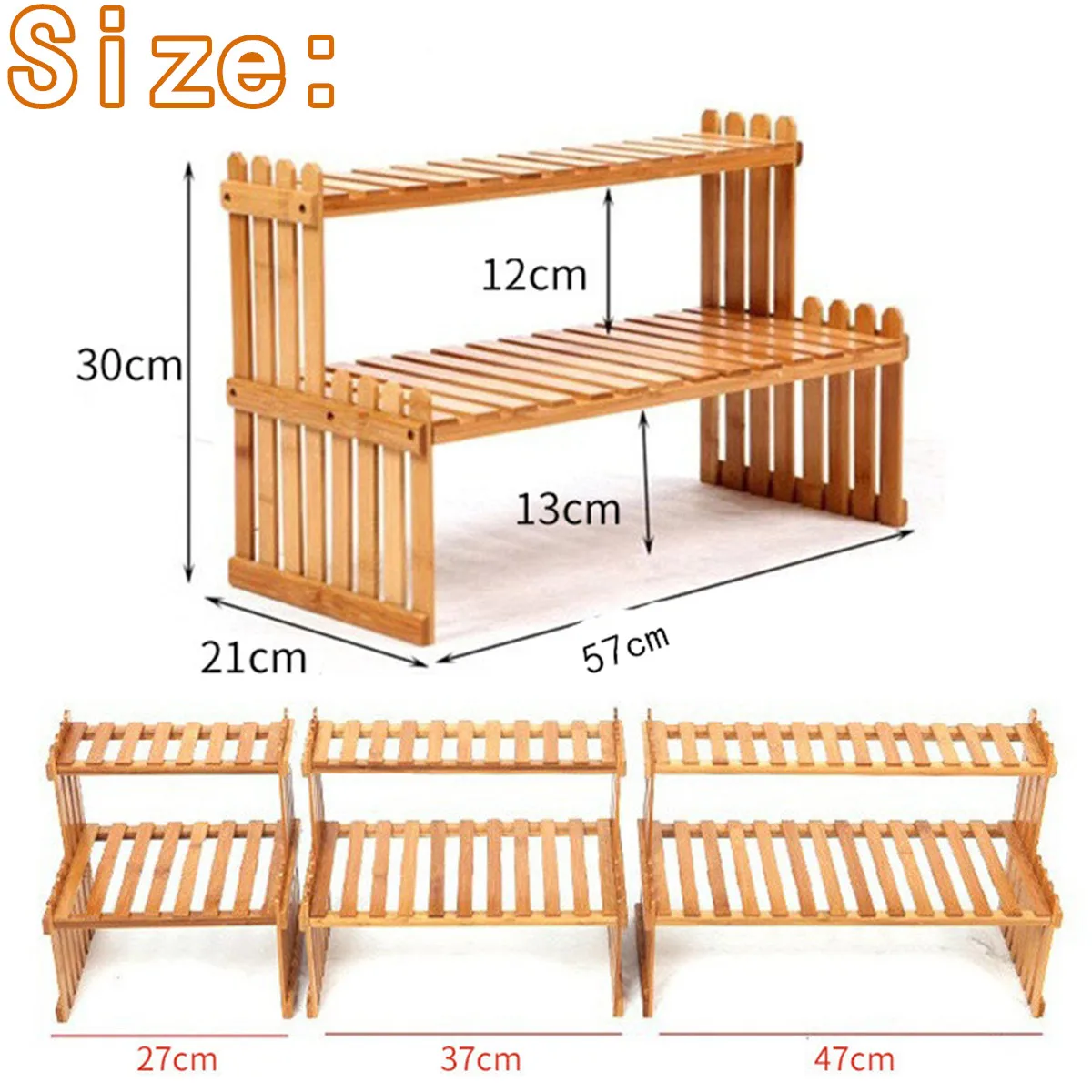 Natural Bamboo Indoor Plant Stand for Desk 2 Tier Desktop Shelf Organizer Rack