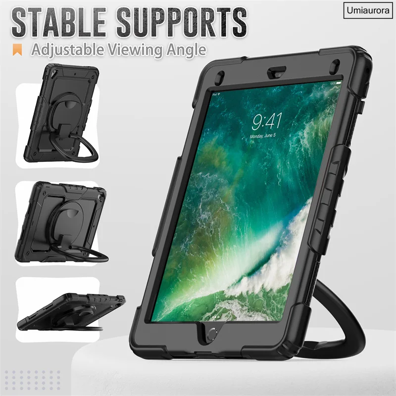 Heavy Duty Rugged Tablet Case with Handle and Stand - Shockproof Cover