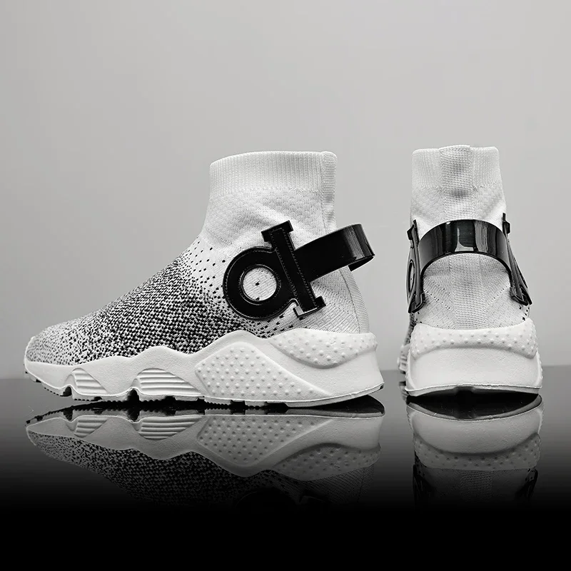 High Top Casual Shoes Breathable Socks Shoes Outdoor Sports Shoes Soft Mesh Slip on Cushioned Men Sneakers Plus Size 39-46