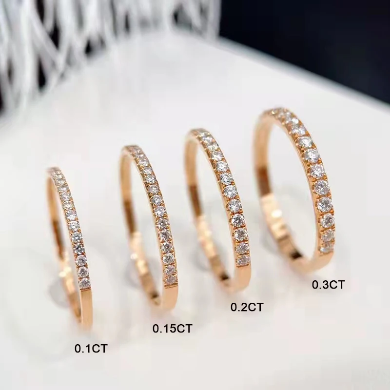 

18k Rose Gold Wedding Bands Real Natural Diamond 0.30 CT Prong Setting Cute Romantic Engagement Jewelry Women Ring AU750