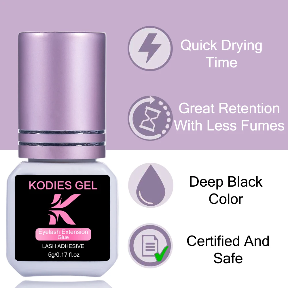 KODIES GEL Extra Strong Eyelash Glue Extension Supplies 5g 0.5 Second Dry Lash Glue for False Eyelash Waterproof Adhesive Lift 5
