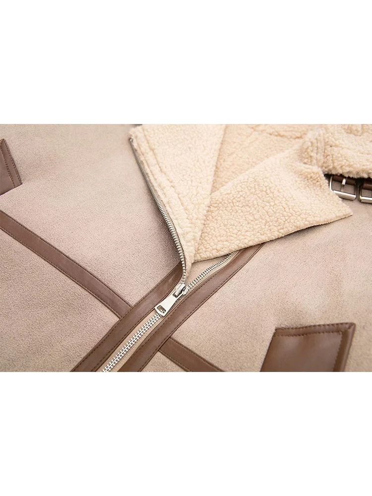 Women Retro Thickened Winter Coat Loose Jacket Fashionable Female Splice Outerwear Casual Full Sleeve High Street Warm Jacket