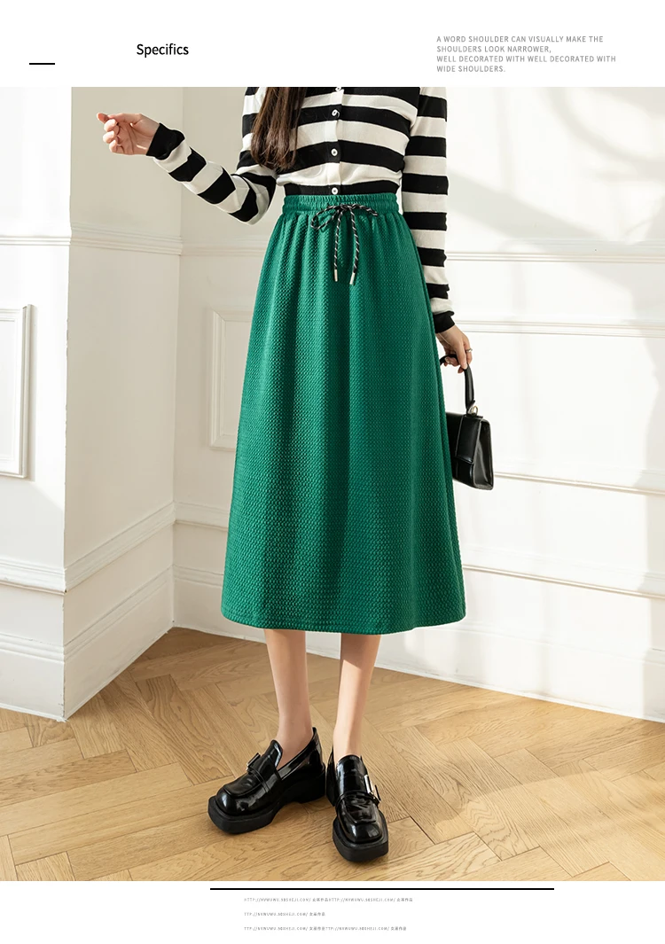 TIGENA Casual Midi Long Skirt Women 2022 Spring Summer Korean Solid All-match Belt A Line High Waist Mid-length Skirt Female crop top with skirt