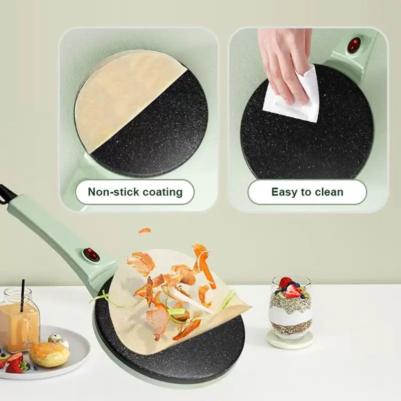 800W Electric Crepe Maker Non-stick Medical stone coat Pizza Pancake Baking pan Spring roll Rice wrap Baking Washable surface
