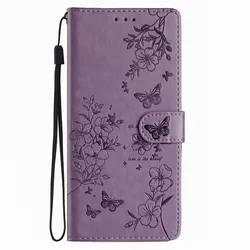 Charming Floral Butterfly Flip Case with Wallet Card Slots - Phone Cover - Redmi Note 11Pro (Purple PH)