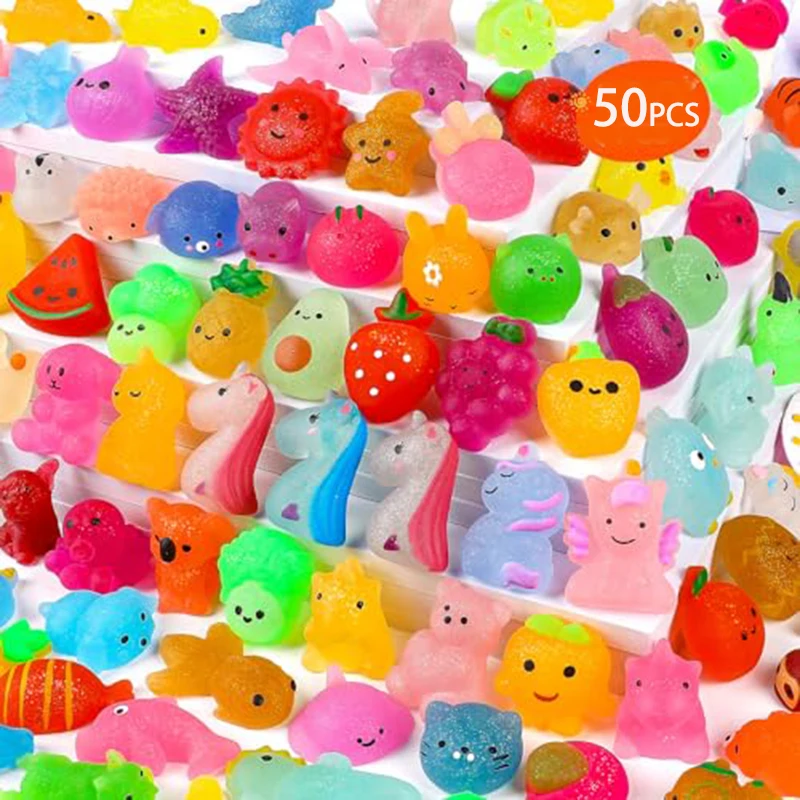 10/30/50PCS Glitter Mochi Squishy Toys Kawaii Fashion Squeeze Toys Party Favors for Kids Adults Stress Relief Toy Class Prizes fidget toys anti stress toys