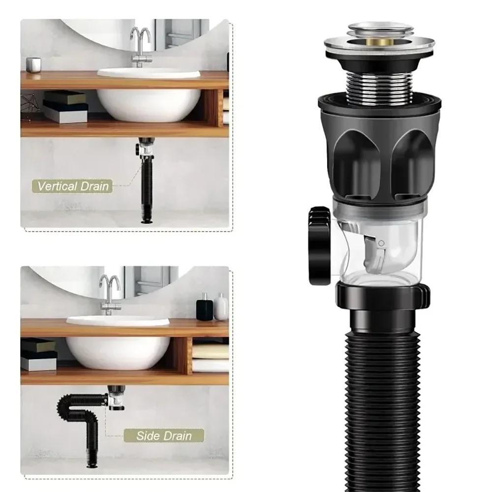 Anti odor drainage pipe washbasin wash basin anti odor horizontal drainage pipe basin drain complete set of accessories drainage pipe set