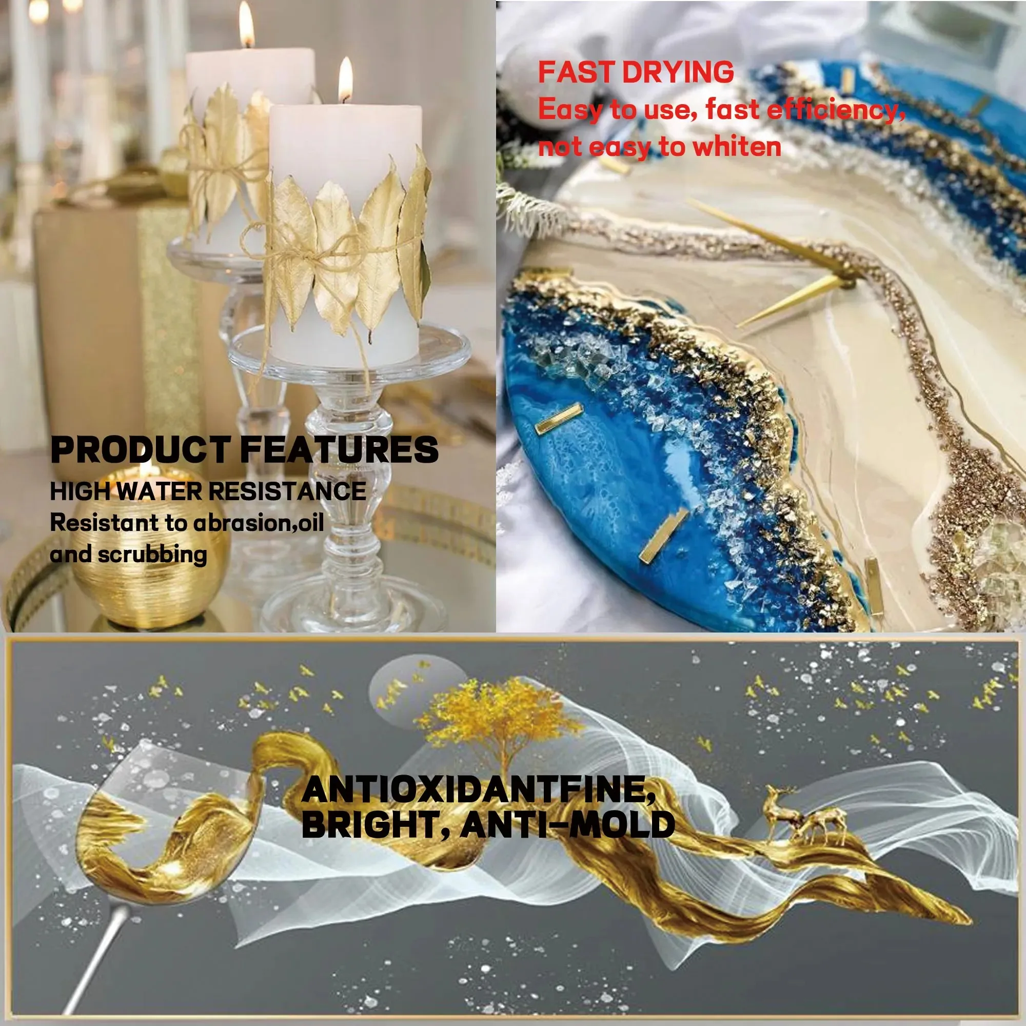 Golden Foil Adhesive Kit - Premium Water-Based Metallic Glue with Brush