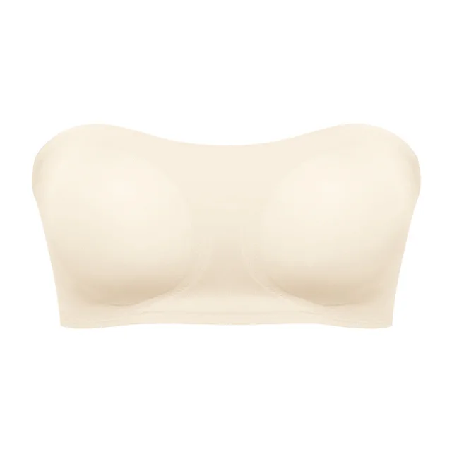 Soutien-gorge sans bretelles sans couture pour femmes, rembourré amovible, haut en soie glacée douce, sous-vêtements sans bretelles, sûr, antidérapant, Push Up, haut tubulaire Sexy