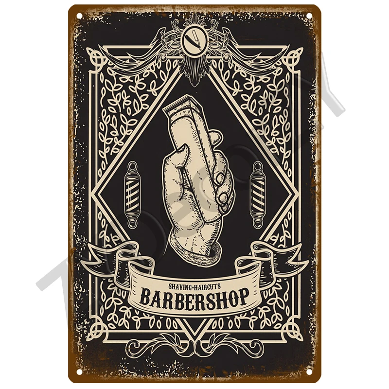 Poster Metallico Retrò Per Barbiere Con Scritta | Lamiera 20x30 Cm, Arredamento Da Garage, Pub, Taverna