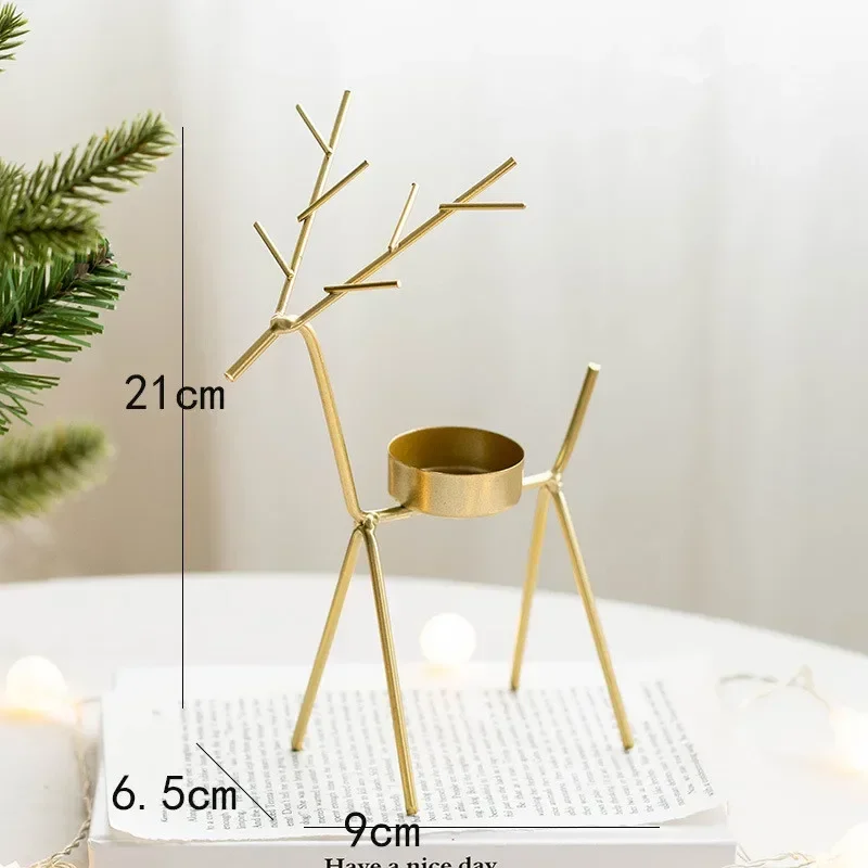 Christmas Decor for Home Iron Xmas Tree Creative tiny spot Metal Candle Holder Candlestick Table Decoration Ornaments