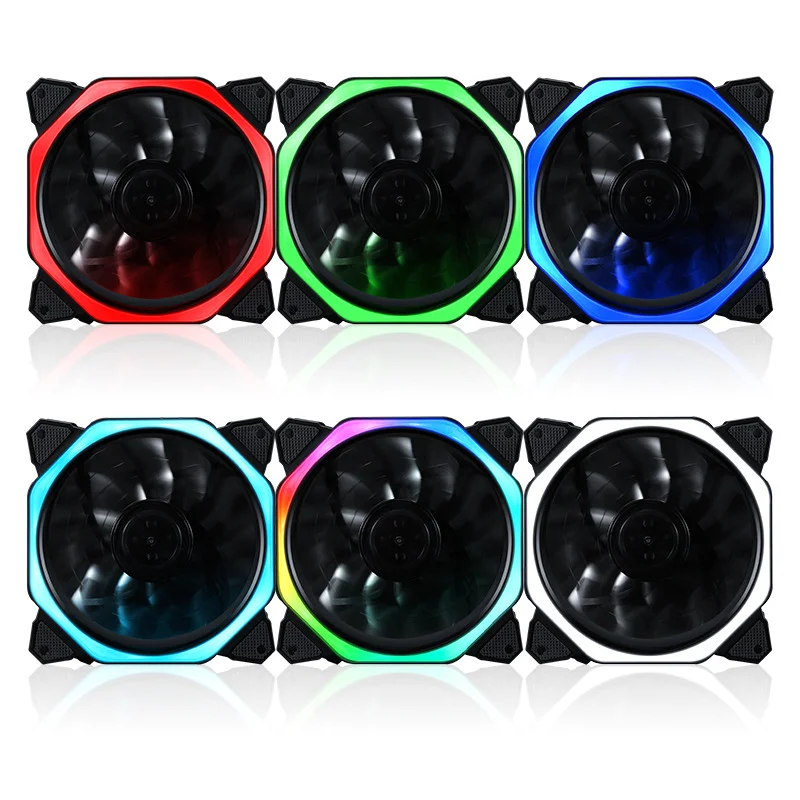 RGB Case Fan 6PIN 12cm Desktop Computer Cooling Fan Color Changing Cooler Up Silent Fan for Computer Case & Radiator