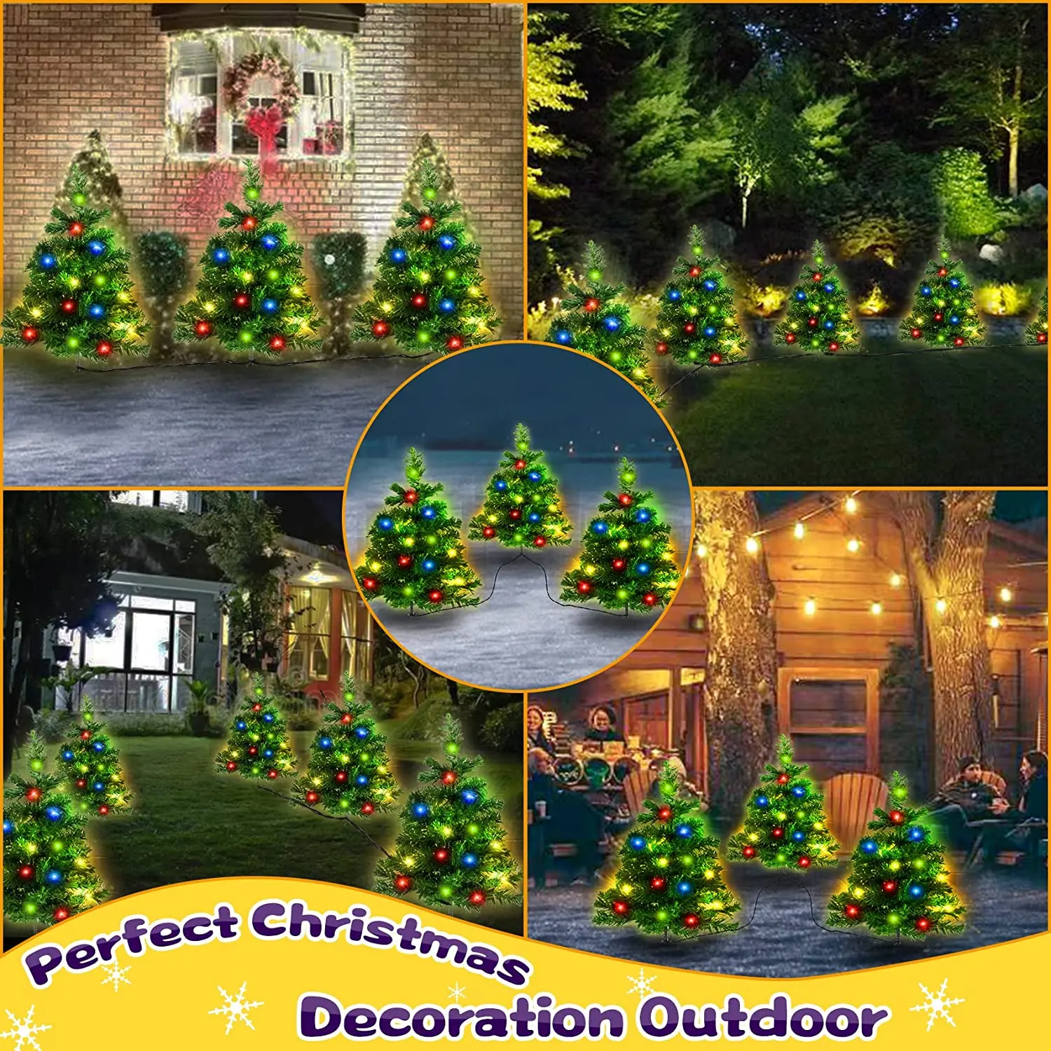 D2 Solar Christmas Tree 2 Packs Solar Powered Christmas Tree With
