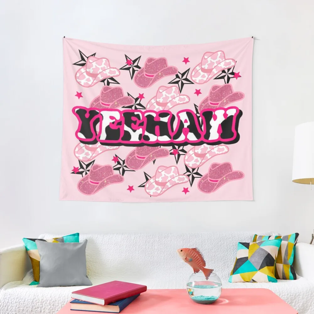 

yeehaw pink cowgirl hats Tapestry Wall Sticker Tapestry
