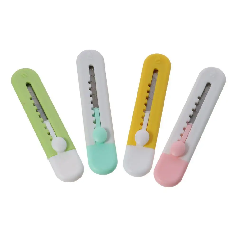 Retractable Plastic/Metal Small Box Opener Candy Colored Cloud Pattern Safety Paper Cutter 3.66*0.74 Inch Unboxing Device Office