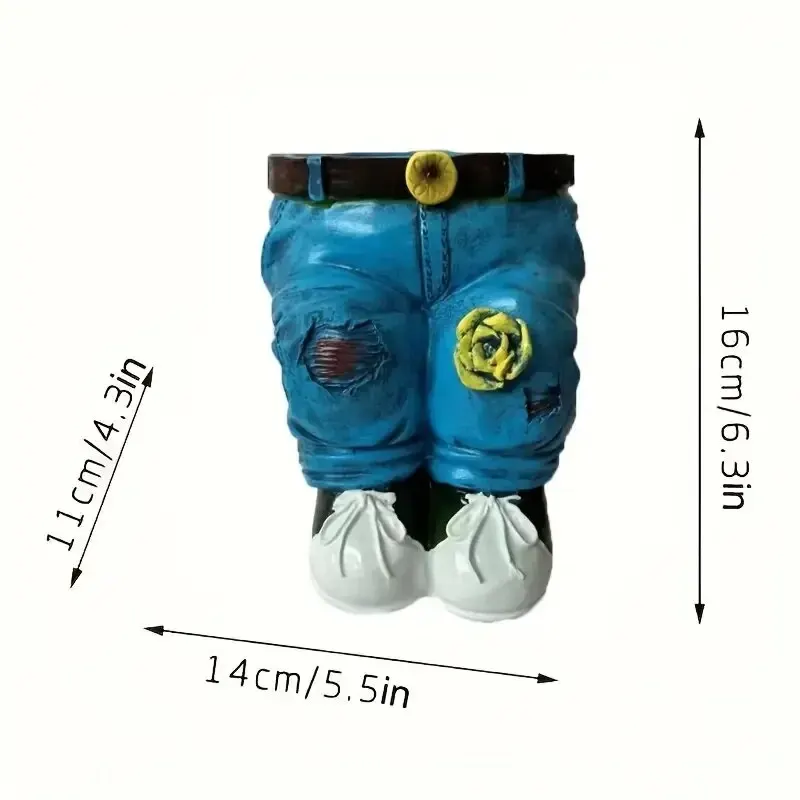 Resin Statue Jeans Pants Shape Flower Pot Succulent Pot for Indoor Outdoor 1pc