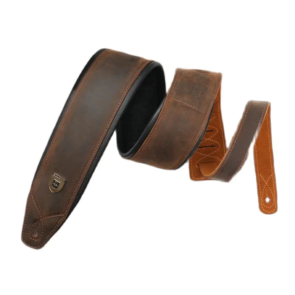 

First Layer Cowhide Leather Guitar Strap Thickening & Widening Pad Adjustable Belt for Electric Acoustic Guitar Bass 108-140 cm