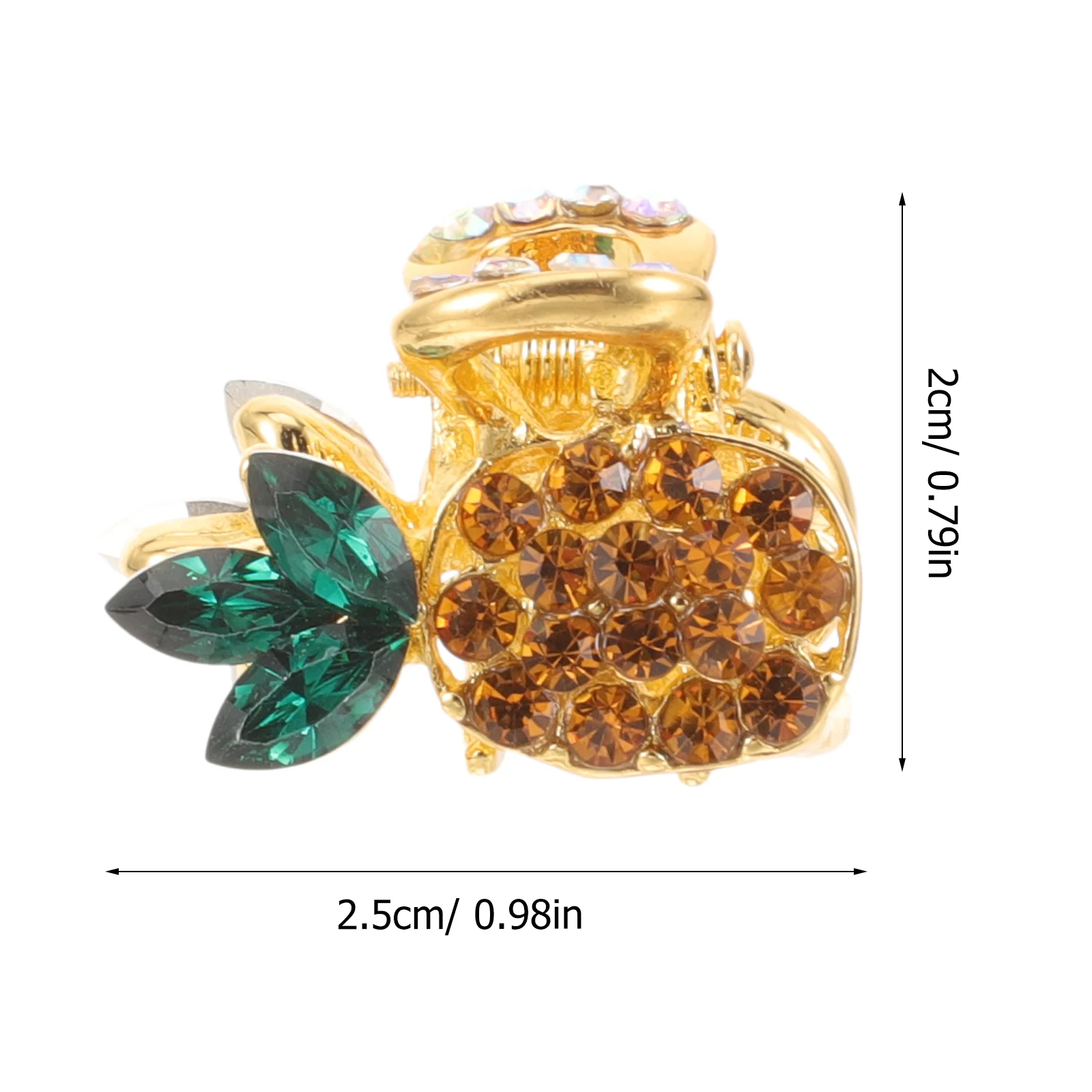 2 Pcs Girl Crystal Women's Miss Hair Pin Diamond Decor Small Claw Clips Hairpin Pineapple 6