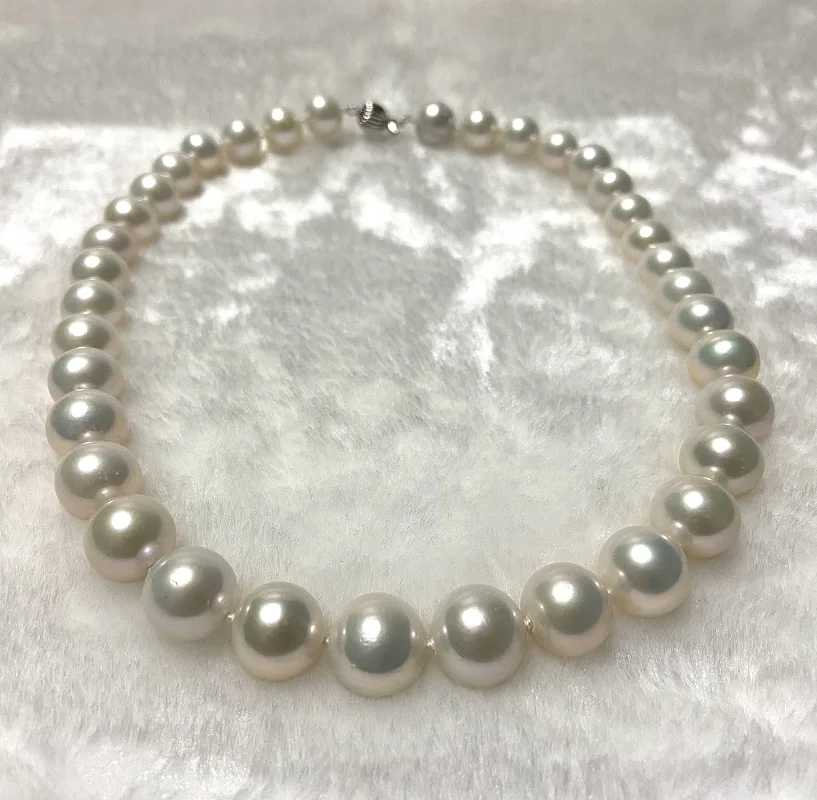 

Natural Pearl Necklace Fine Jewelry Round 13-14mm White Sea Pearls Hand Made Necklaces for Women Fine Gift