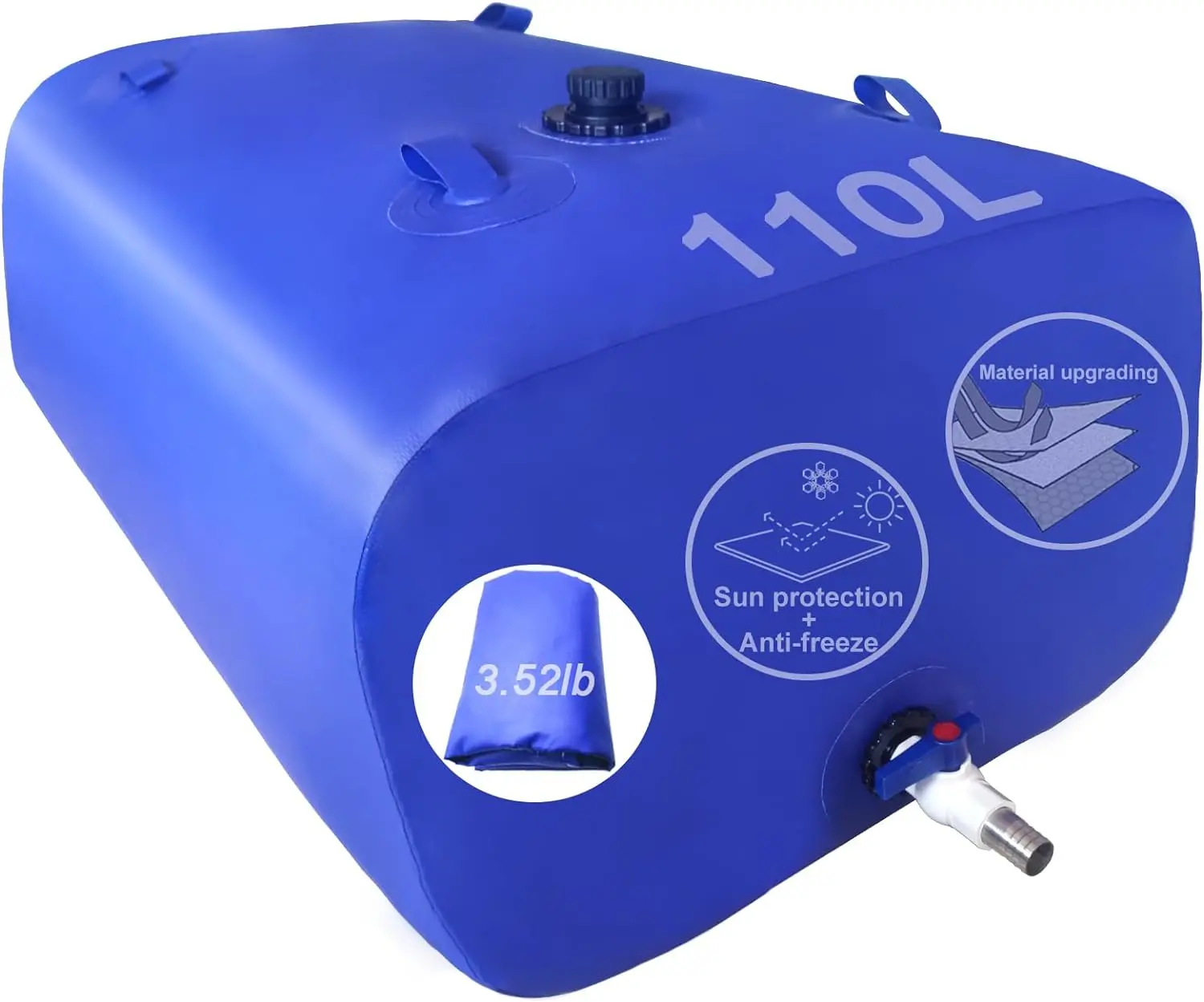 110L/30gal Portable Water Tank Collapsible Water Storage Container with 3/4" PVC Spigot Suitble Camping Emergency Storage water storage bag