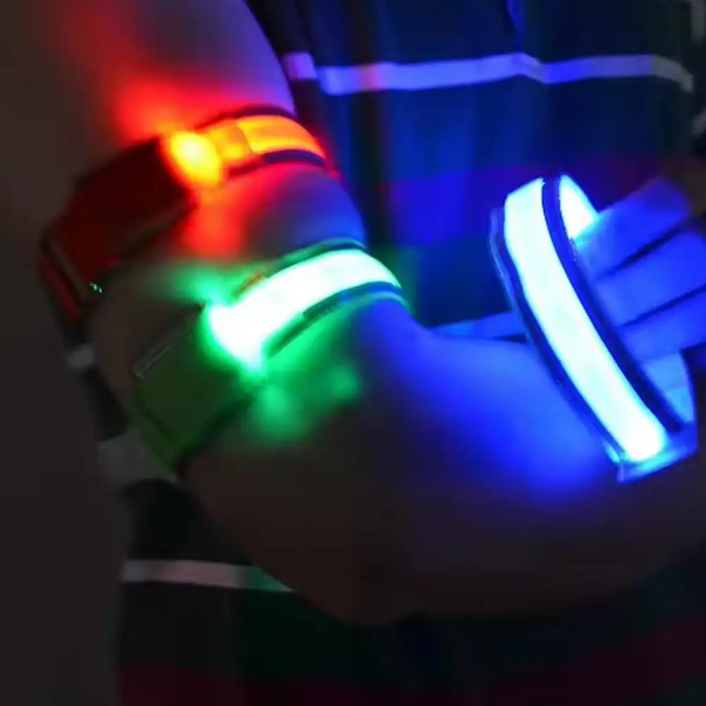 야외 야간 러닝 암밴드 USB 충전식 LED 라이트 스포츠 안전벨트 팔 다리 경고 손목밴드 사이클링 자전거 라이트