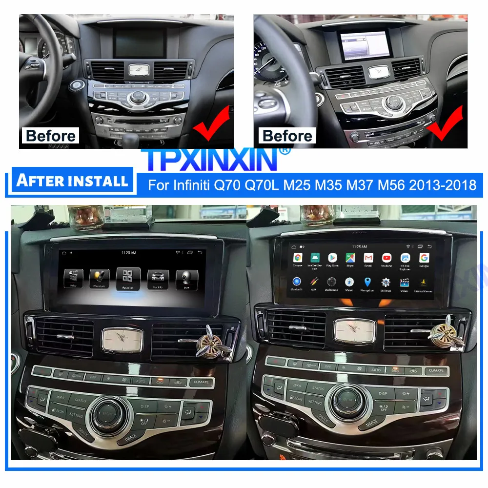 2 Din Android 11.0 For Infiniti Q70 Q70L M25 M35 M37 M56 2013-2018 Car Multimedia Player Auto Radio Stereo GPS Navi Head Unit