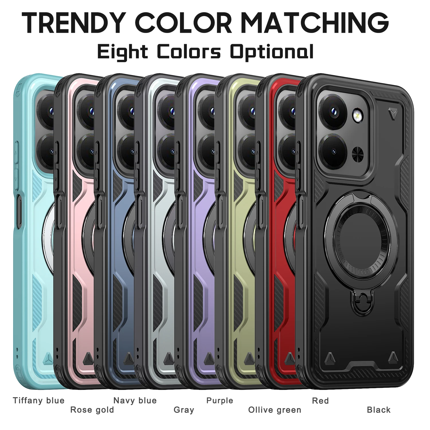 Enhanced Armor Shockproof Case with 360° Rotating Magnetic Stand