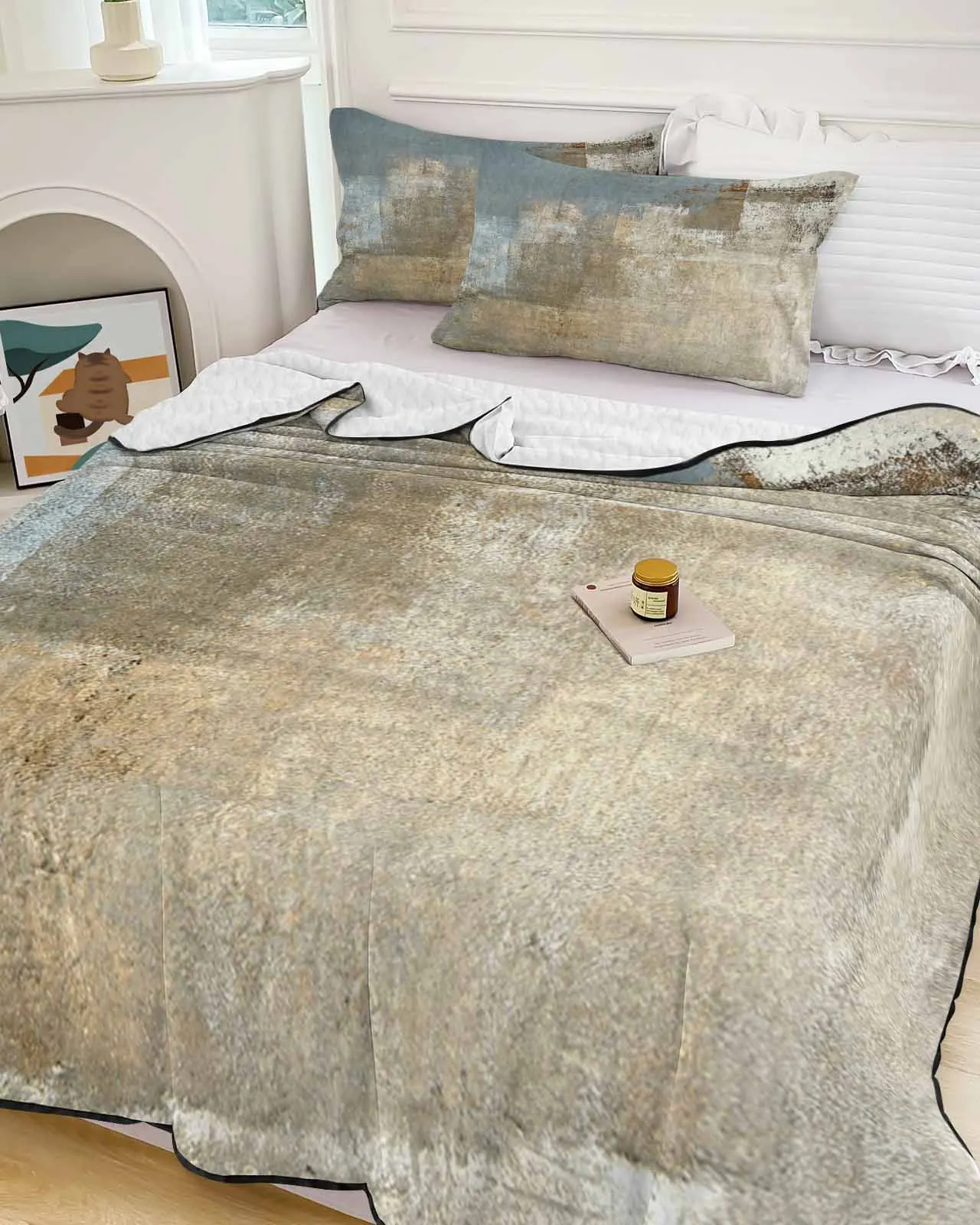 

Одеяло легкое летнее охлаждающее для кровати, легкое дышащее мягкое тонкое покрывало с абстрактным рисунком масляной живописи, воздушное