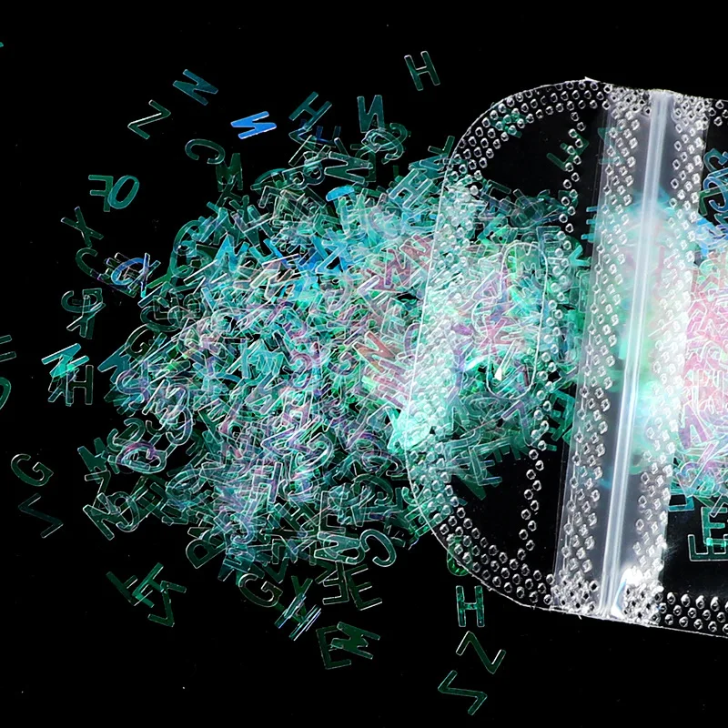 2g/Pack Nail Glitter Sequins 26 English Letters Shaped Chunky 5mm Nail 3D Decals Ultra-Thin Paillette For Manicure Flakes