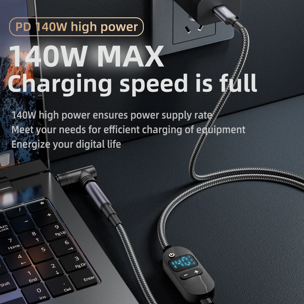 140W USB C-DC 전원 케이블 140W 타입 C-5V 9V 12V 15V 20V 28V 조절 가능 전압 어댑터 연결 케이블 (노트북, 라우터용)