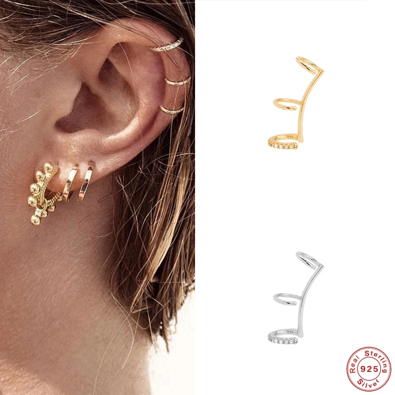 Aide Cross Ear Cuff Non Pierced Earrings for Women 925 Sterling Silver Micro Pave CZ Small Clip on Earrings Cartilage Jewel 1PC 3