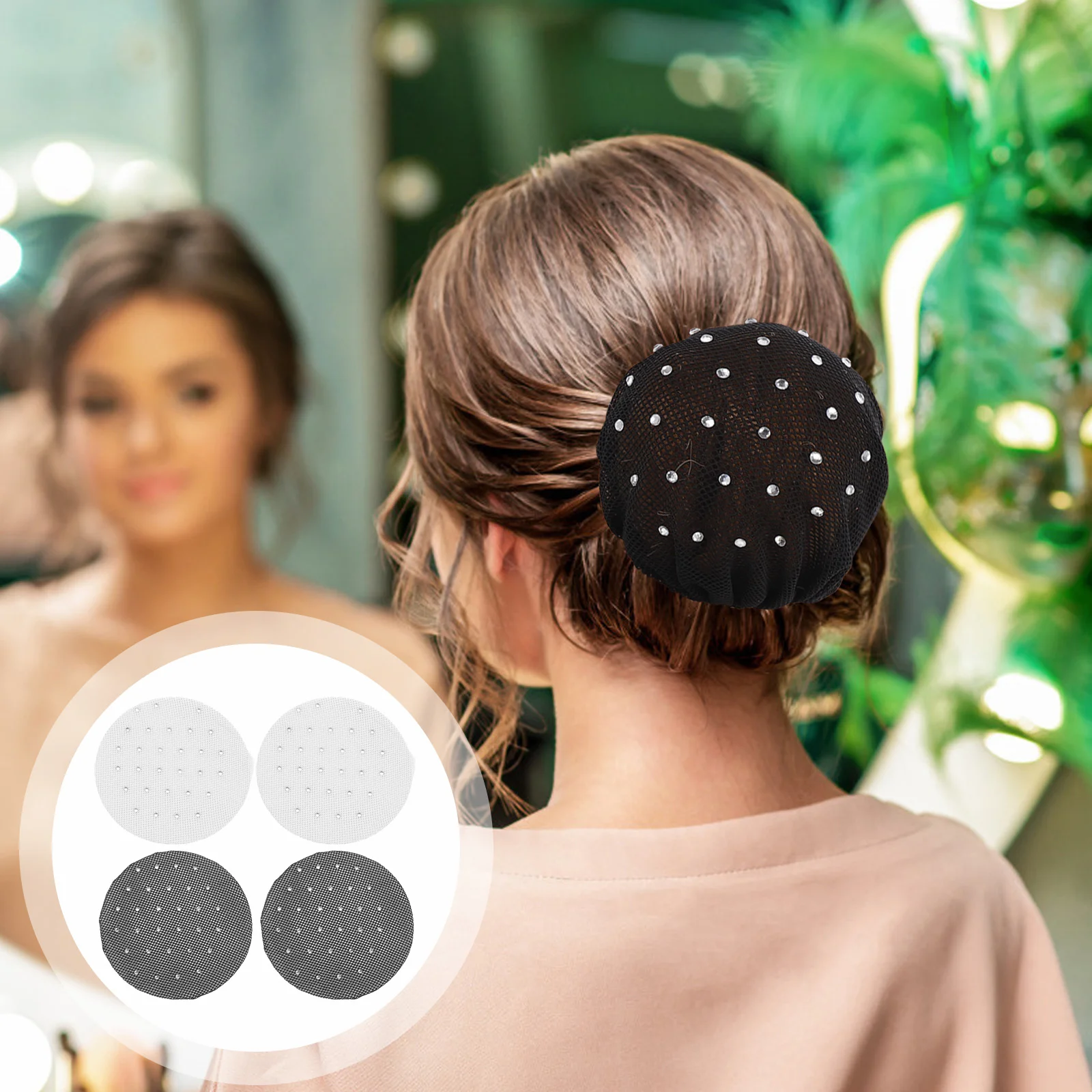 4 Pcs Pan Hair Net Crochet Hooks for Space Buns Accessories Snoods Women Needles Ballet Girls Headgear Miss