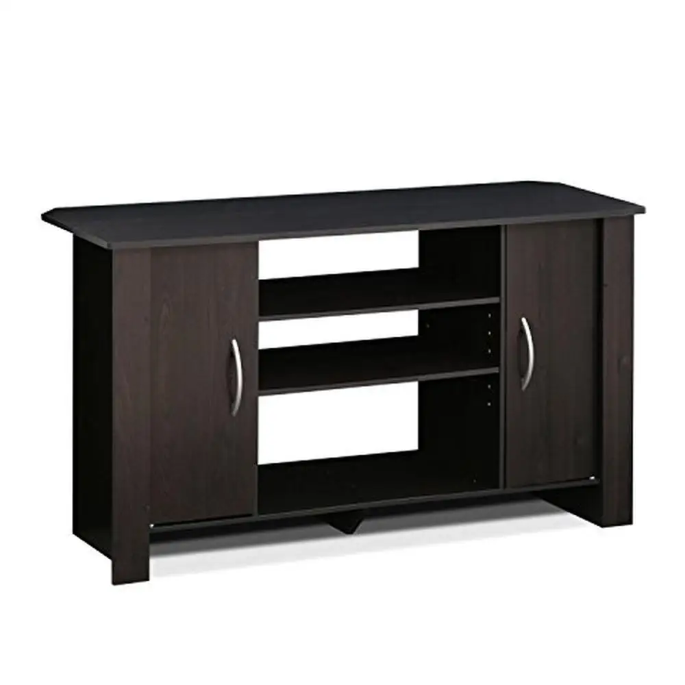 Entertainment center TV stand adjustable storage shelves CARB grade particle board 46-inch panel espresso media tv console table