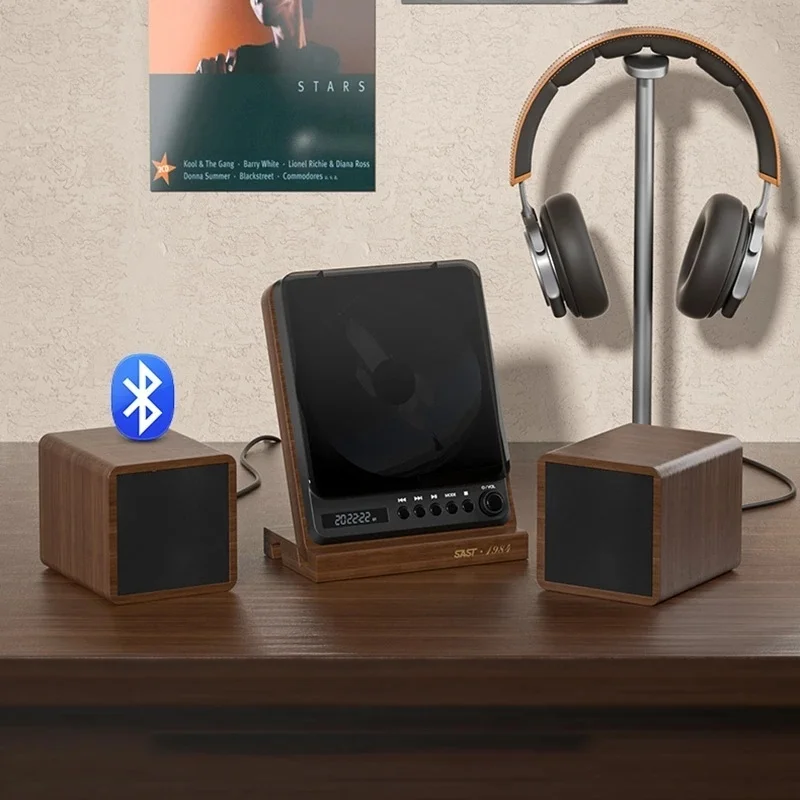 하이엔드 목재 CD 플레이어, 고화질, 무손실 휴대용 CD 플레이어, 무선 블루투스 충전, HIFI 음악 플레이어