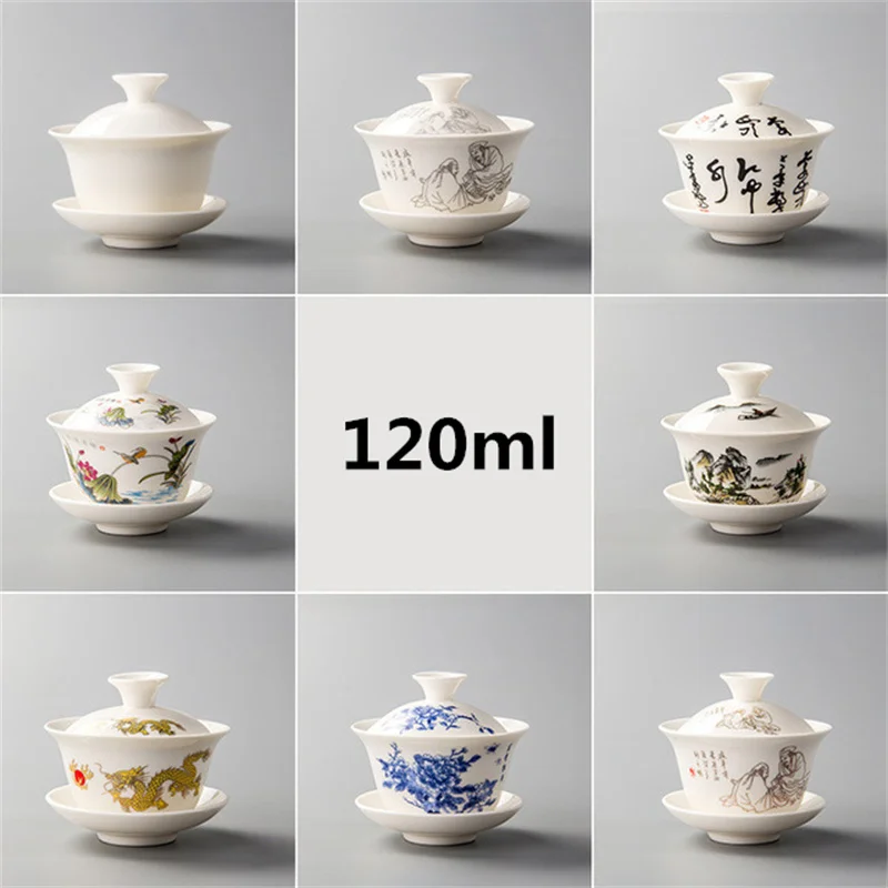 Traditional Chinese gaiwan ceramic tea cups tureen lid bowl saucer kung fu tea cup teaware tea set