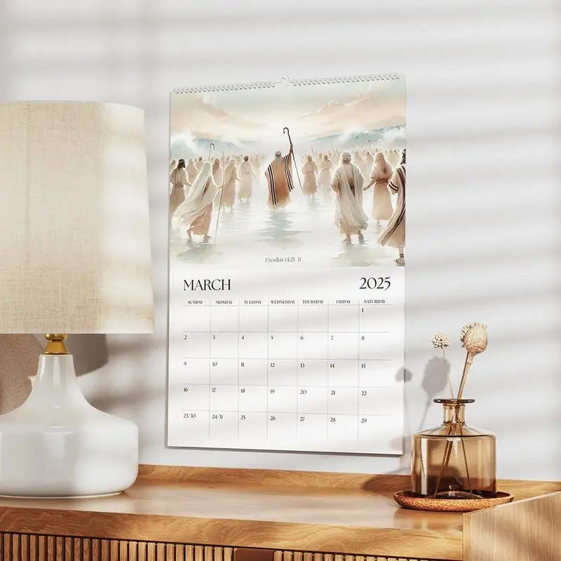 2025 Wall Calendar Christian Bible Stories 12 Months Wall Calendar with Hook Hangable Wall Funny 12 Month Calendar home decor