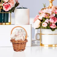 12pcs Mini Woven Basket Flower Storage Basket Dollhouse Flower Basket Small Easter Candy Gift Container Party Favor Decor Box 2