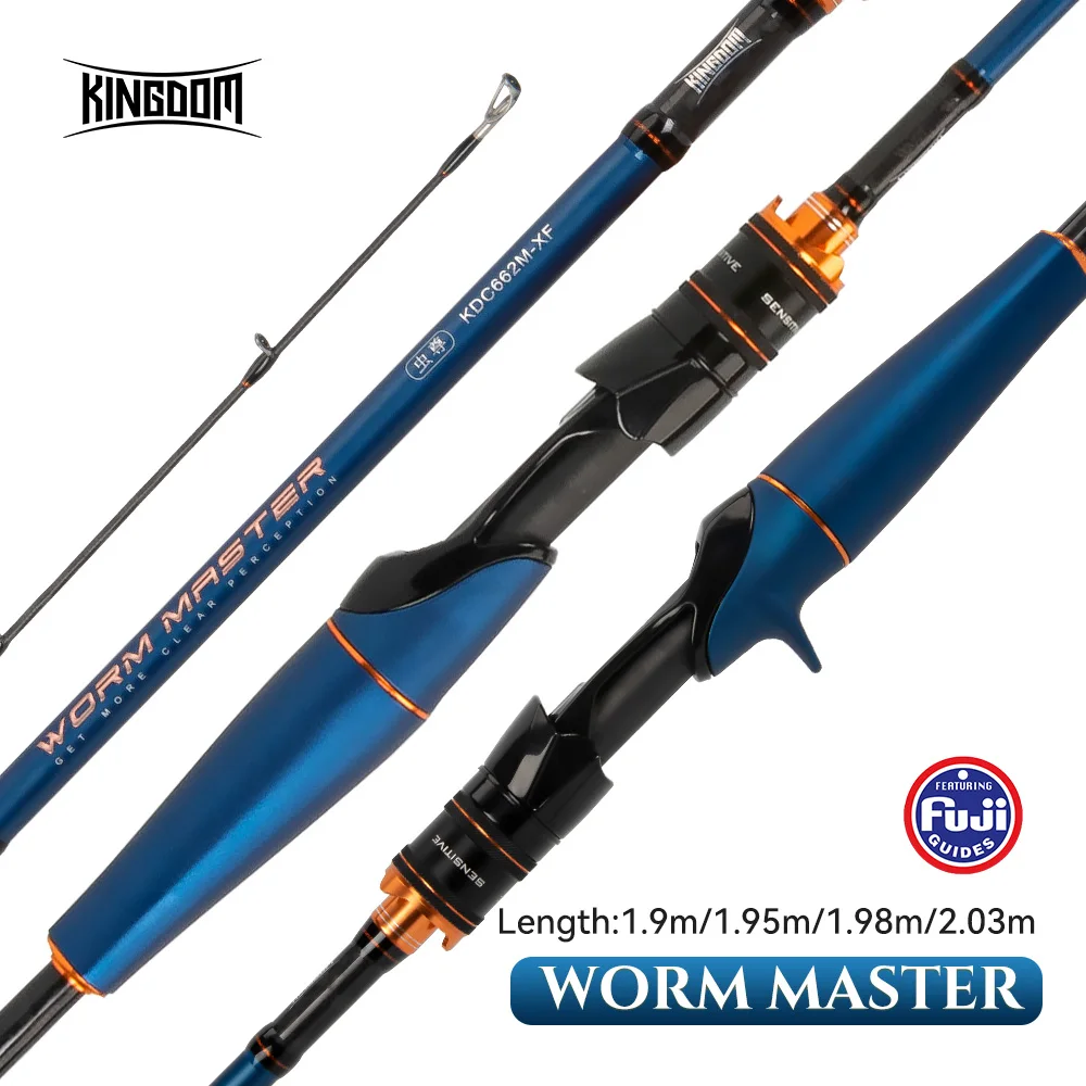 Kingdom WormMaster 1.9/1.95/1.98/2.03m 40T Carbon Casting Spinning Fishing  Rods Fuji Guide Baitcasting Travel 3g-28g XF Lure Rod