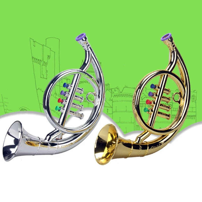 Musical Wind Instruments French Horn for Kids with 4 Colored Keys V8S1 