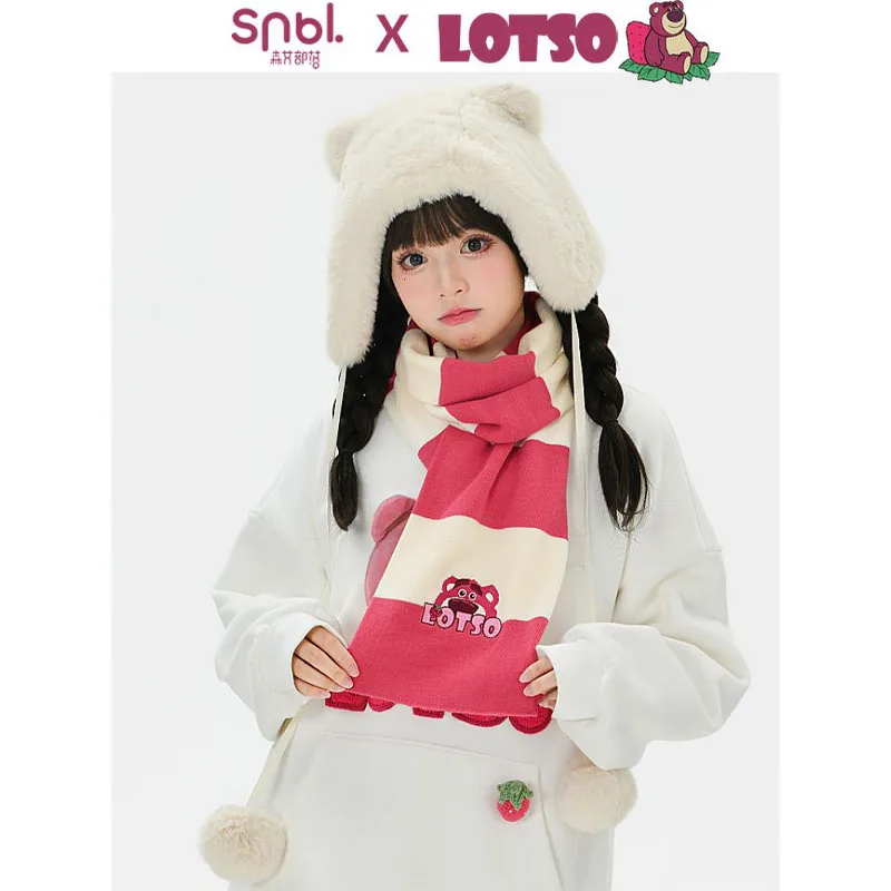 

Cartoon Lotso Disneyed Scarf Ins Girl Heart Kawaii Plush Knitted Limited Edition Cold-Proof Warm Plush Scarf Holiday Gifts