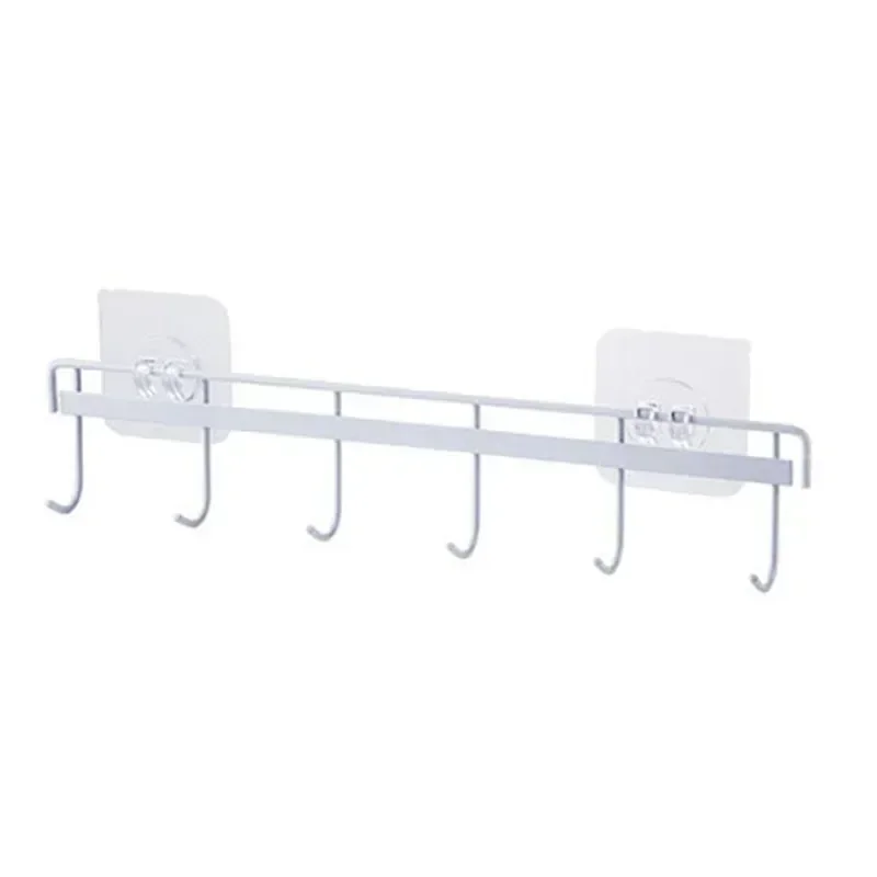 תליית תליית מטבח עם מדף אחסון עם 6 תלויות, תליית מגבות עם דבק עצמי לדלת הקיר או לארגון החדר האמבטיה