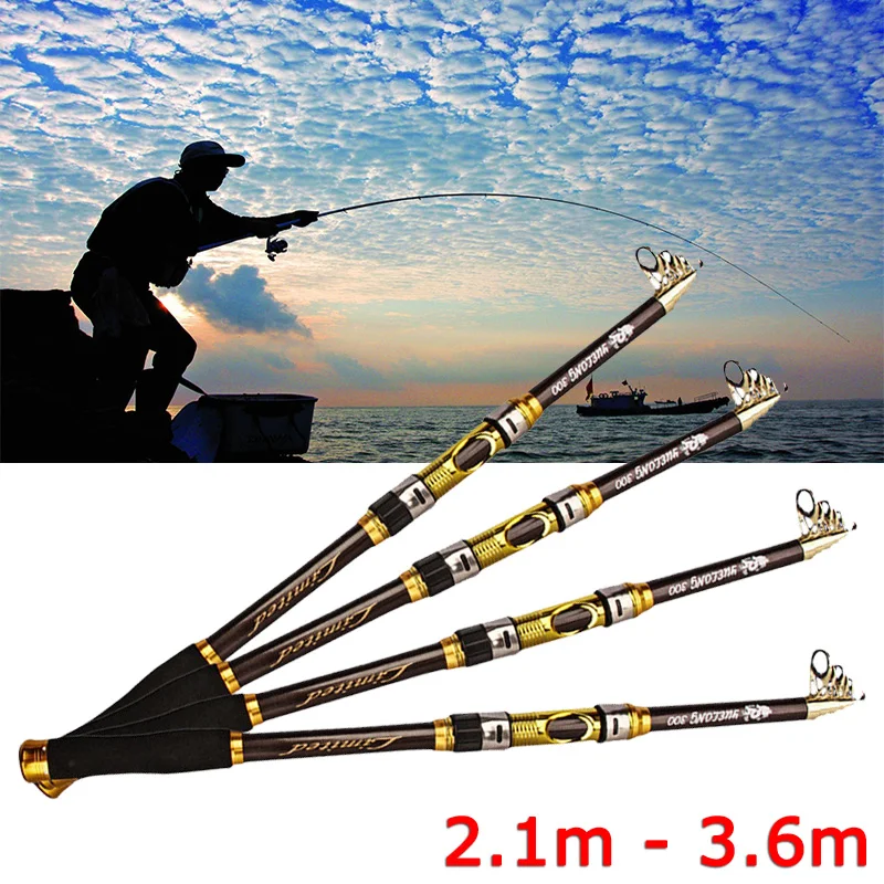 Telescopic Sea Fishing Rod 2.1M-3.6M Carbon Fiber Ultra Light New