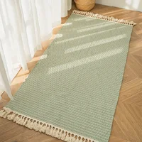 Cotton & Linen Woven Carpet Thin Fabric Can Be Machine Washed. Cotton Bedside Blanket-T02C 1