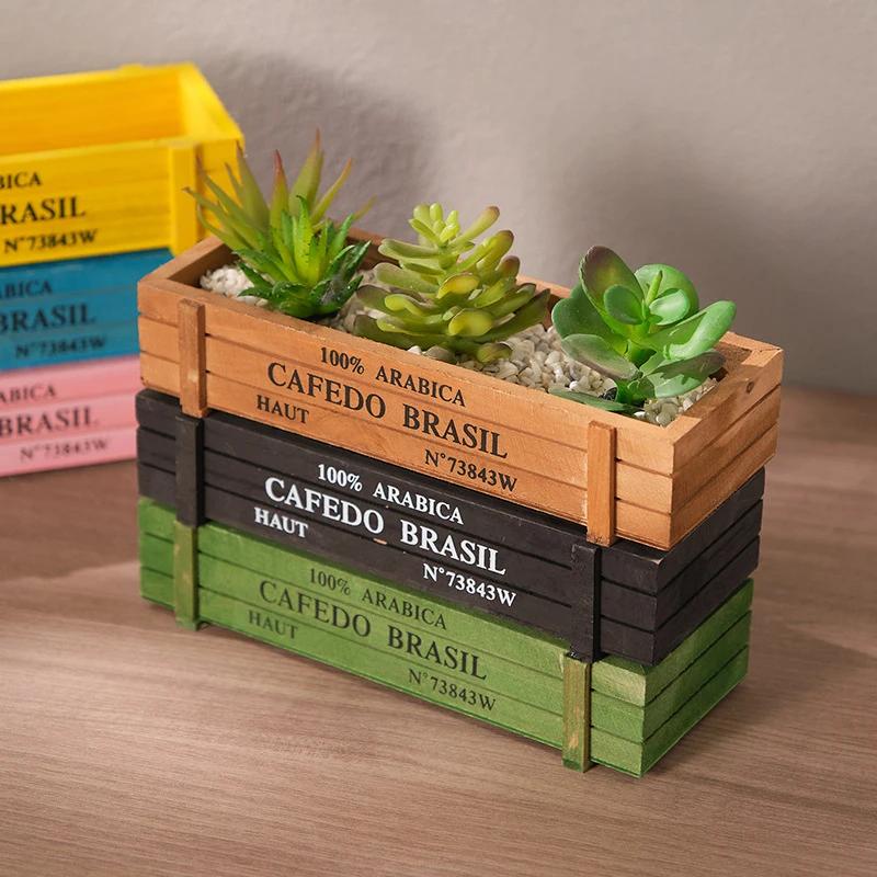 Rustic Vintage Wooden Flowerpot for Home and Garden Decor