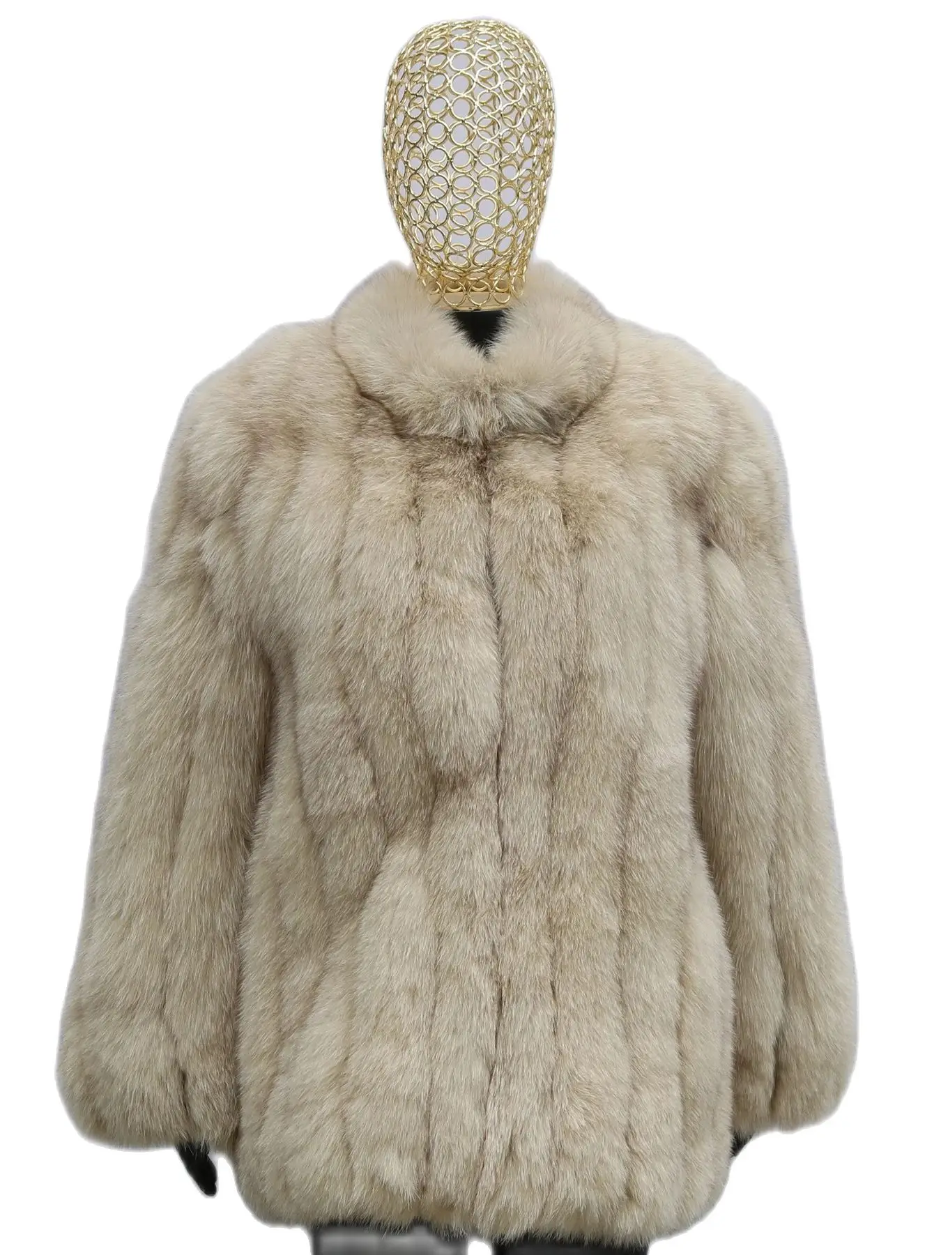 日本製✩未使用✩ミンク＆ブルーフォックス✩ファーケープ✩マント✩艷✩カジュアル Whole leather Fox Fur Coat For Women 2024 Autumn And Winter Mid