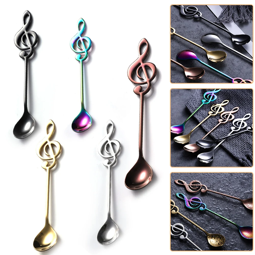 Stainless Steel Musical Notes Coffee Spoon Tea Stirring Spoon Tea Desserts Sugar Spoon Tableware Kitchen Tools